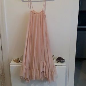 Ballerina pink midi cover-up with ruffled hem